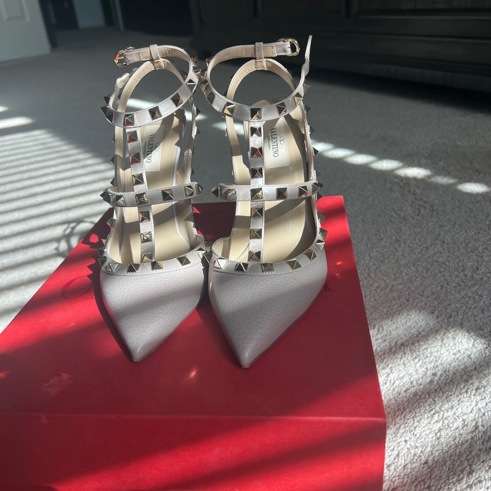 Valentino Women's Studded Taupe Heels